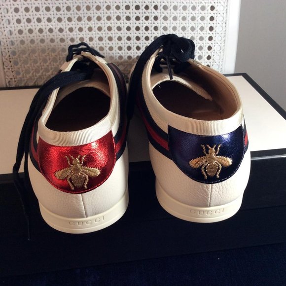 Gucci Man Sneakers Hebron White Leather DM81 - Picture 2 of 15